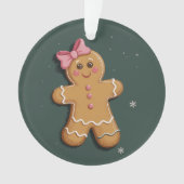 Weihnachtsgingerbrot Girl Pink Bow Coquette Ornament (Vorderseite)
