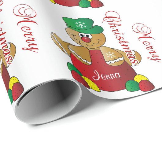 Weihnachtsgingerbrot Gumdropp Geschenkpapier (Rolleneckpunkt)