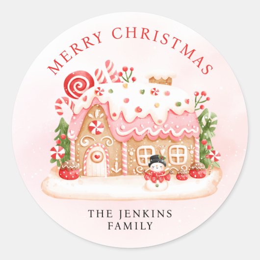Weihnachtsgingerbrot Hausgeschenk Runder Aufkleber (Vorderseite)