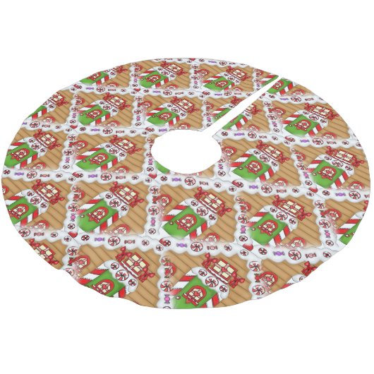 Weihnachtsgingerbrot Holiday Baum Rock Polyester Weihnachtsbaumdecke (Schrägansicht)