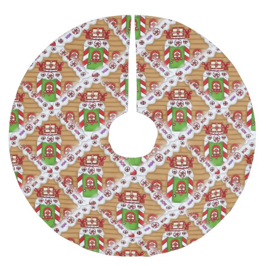 Weihnachtsgingerbrot Holiday Baum Rock Polyester Weihnachtsbaumdecke (Vorderseite)