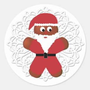 Weihnachtsgingerbrot Keks Santa Doily Runder Aufkleber