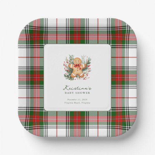 Weihnachtsgingerbrot Kinderdusche Pappteller (Vorderseite)