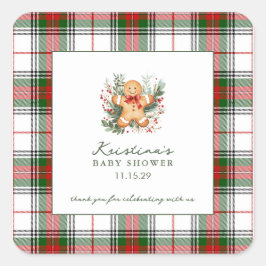 Weihnachtsgingerbrot Kinderdusche Quadratischer Aufkleber