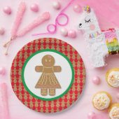 Weihnachtsgingerbrot Mädchen Rot und Weiß Pappteller (Party)