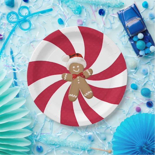Weihnachtsgingerbrot Mann auf Peppermint Pappteller (Party)