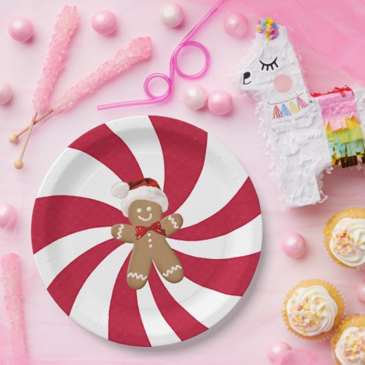 Weihnachtsgingerbrot Mann auf Peppermint Pappteller (Party)