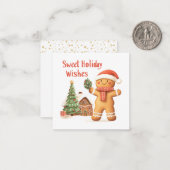 Weihnachtsgingerbrot Mann in Weihnachtsmannmütze Mitteilungskarte (Vorderseite/Rückseite Beispiel)