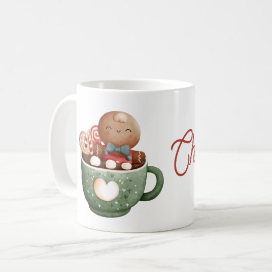 Weihnachtsgingerbrot Mann Kaffeemaschine Tasse (Vorderseite Links)