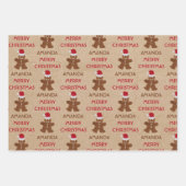 Weihnachtsgingerbrot Mann Kekse Individuelle Name Geschenkpapier Set (Vorderseite 3)