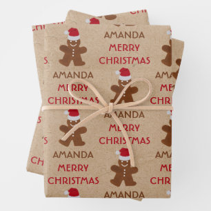 Weihnachtsgingerbrot Mann Kekse Individuelle Name Geschenkpapier Set