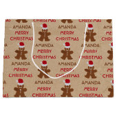 Weihnachtsgingerbrot Mann Kekse Individuelle Name Große Geschenktüte (Vorderseite)