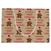 Weihnachtsgingerbrot Mann Kekse Individuelle Name Große Geschenktüte (Rückseite)