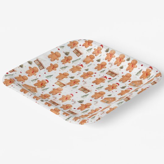 Weihnachtsgingerbrot Mann und Haus Pappteller (Gewinkelt)