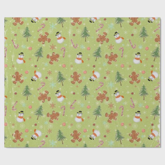 Weihnachtsgingerbrot Mann und Schneemann Geschenkpapier (Flach)