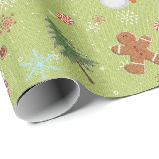 Weihnachtsgingerbrot Mann und Schneemann Geschenkpapier (Rolleneckpunkt)
