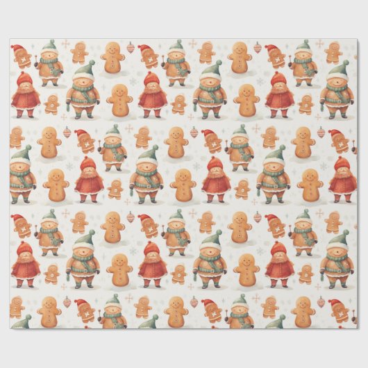 Weihnachtsgingerbrot Männer Geschenkpapier (Flach)