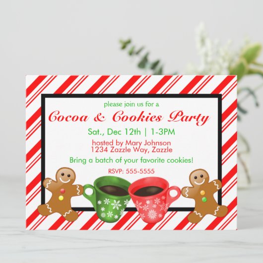 Weihnachtsgingerbrot Men Candy Cane Streifen Einladung (Stehend Vorderseite)