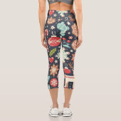 Weihnachtsgingerbrot Nahtloses Muster Capri Leggings (Rückseite)
