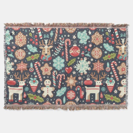 Weihnachtsgingerbrot Nahtloses Muster Decke (Vorderseite)