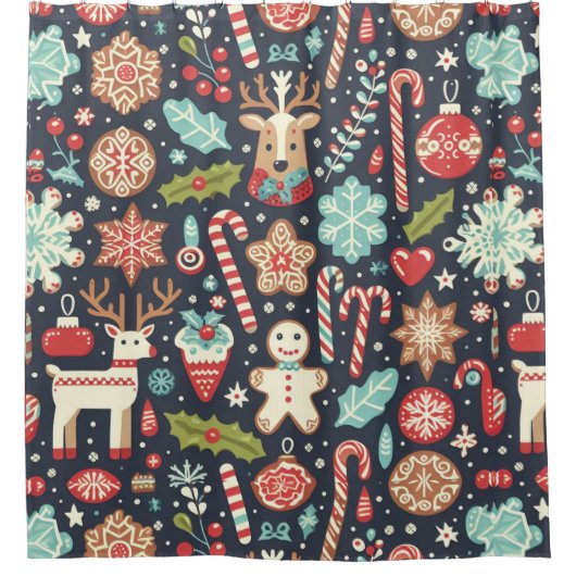 Weihnachtsgingerbrot Nahtloses Muster Duschvorhang (Vorderseite)