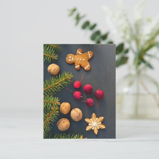 Weihnachtsgingerbrot Postkarte (Stehend Vorderseite)