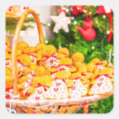 Weihnachtsgingerbrot Quadratischer Aufkleber (Vorderseite)