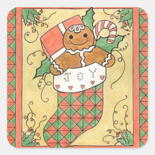 Weihnachtsgingerbrot Strumpf Stickers (Vorderseite)
