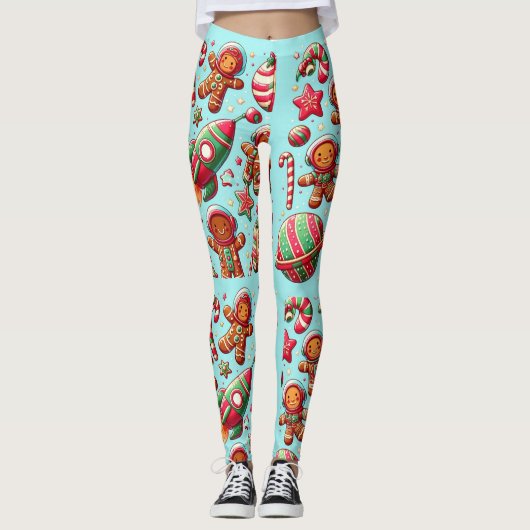 Weihnachtsgingerbrotflasche Leggings (Vorderseite)