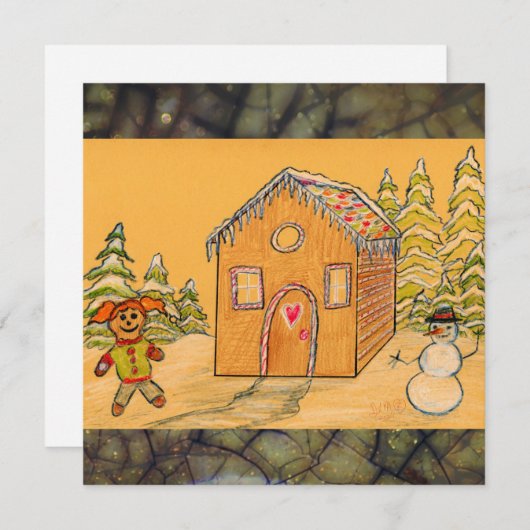 Weihnachtsgingerkuchen-Schneeballkampf Feiertagskarte (Vorne/Hinten)
