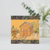 Weihnachtsgingerkuchen-Schneeballkampf Feiertagskarte (Stehend Vorderseite)