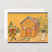 Weihnachtsgingerkuchen-Schneeballkampf Feiertagspostkarte (Vorne/Hinten)