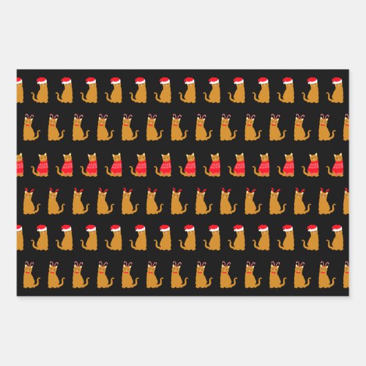 Weihnachtsgingkatzen in festlichen Hasen Geschenkpapier Set (Vorderseite 2)