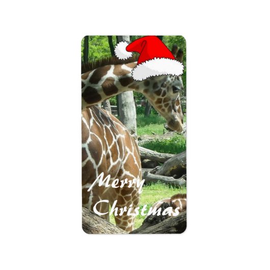 WeihnachtsGiraffe Adressaufkleber (Vorne)