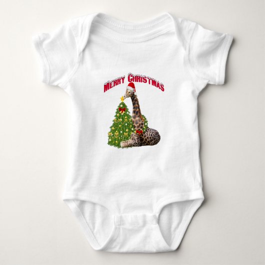 WeihnachtsGiraffe Baby Strampler (Vorderseite)