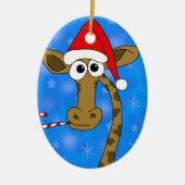 Weihnachtsgiraffe - blau keramik ornament (Vorne)