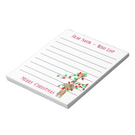 Weihnachtsgiraffe, die Wunschliste des Weihnachtsm Notizblock