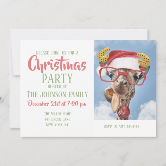 Weihnachtsgiraffe Einladung (Vorderseite)
