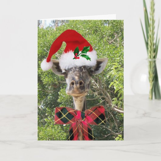 Weihnachtsgiraffe Feiertagskarte (Vorderseite)