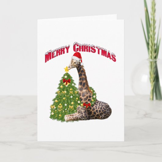 WeihnachtsGiraffe Feiertagskarte (Vorderseite)