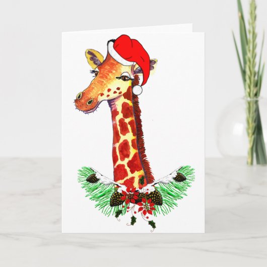 Weihnachtsgiraffe Feiertagskarte (Vorderseite)