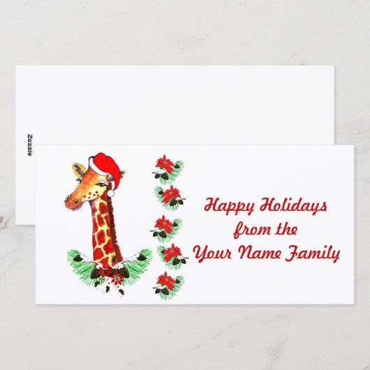 WeihnachtsGiraffe Feiertagskarte (Vorne/Hinten)