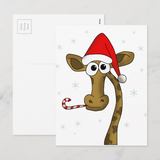 Weihnachtsgiraffe Feiertagspostkarte (Vorne/Hinten)