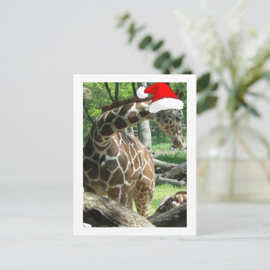 WeihnachtsGiraffe Feiertagspostkarte (Stehend Vorderseite)
