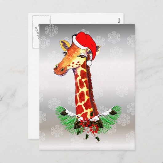 WeihnachtsGiraffe Feiertagspostkarte (Vorne/Hinten)