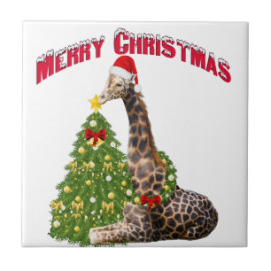 WeihnachtsGiraffe Fliese