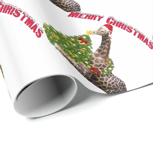 WeihnachtsGiraffe Geschenkpapier (Rolleneckpunkt)