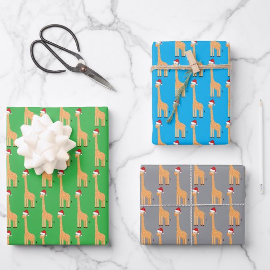 Weihnachtsgiraffe Geschenkpapier Set (Vorderseite)