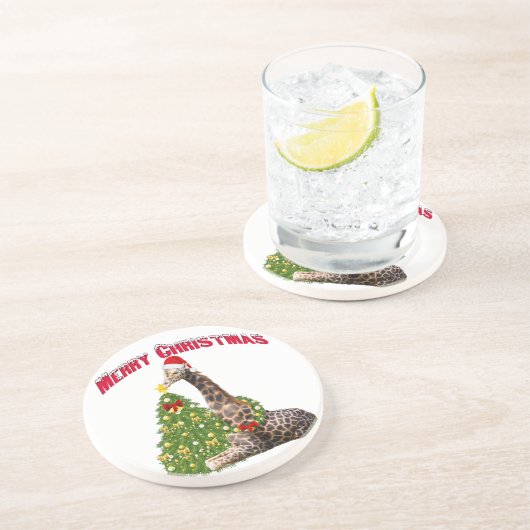 WeihnachtsGiraffe Getränkeuntersetzer (Seite)
