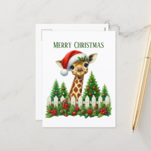 Weihnachtsgiraffe hinzufügen feiertagspostkarte